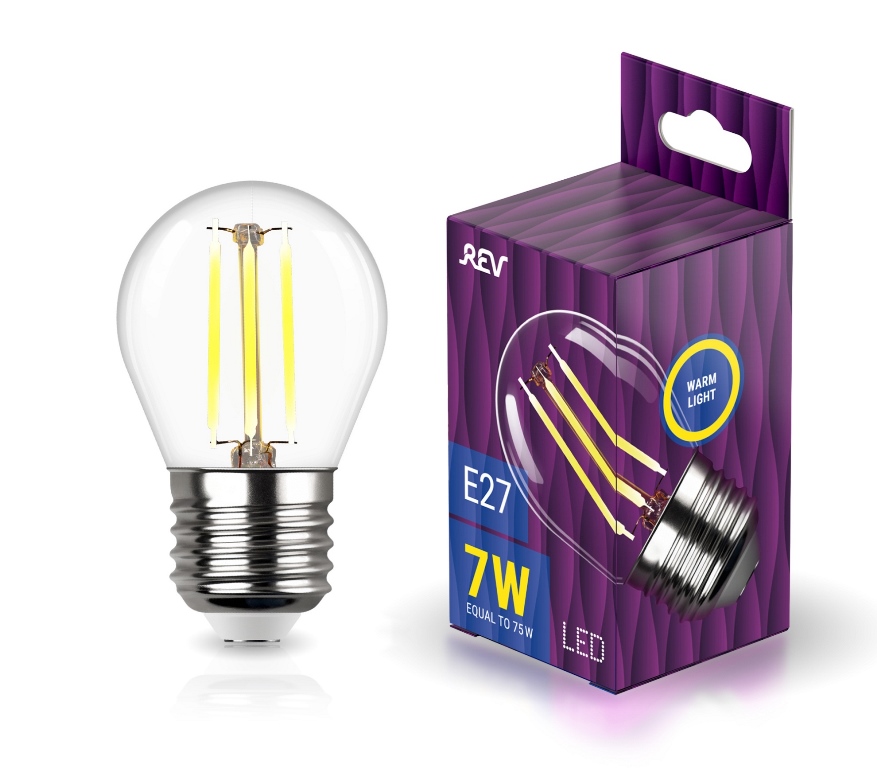 Лампа светодиодная 7 Вт E27 G45 2700К 695Лм прозрачная 230В шар LED филаментная DECO Premium 32443 0 REV Лампа светодиодная 7 Вт E27 G45 2700К 695Лм прозрачная 230В шар LED филаментная DECO Premium 32443 0 REV