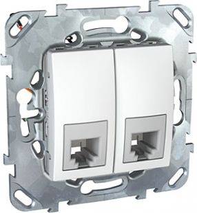 Изображение товара Розетка RJ11+RJ11 Schneider Electric Unica белая двойная 4 контакта, скрытая установка