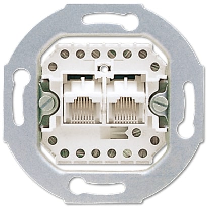 Розетка одинарная RJ11/12 телефонная Ecoprofi 2 х 8 полюсов, RJ45 компьютерная категория 3 механизм EPUAE8-8UPO JUNG