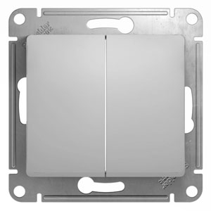 Изображение товара Двухклавишный переключатель скрытой установки GLOSSA 10А алюминий Systeme Electric
