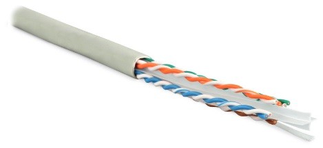 Изображение товара Кабель витая пара неэкранированная U/UTP кат.6 4x2x0,57 (23 AWG) PVC Серая одножильная внутренняя UUTP4-C6-S23-IN-PVC-GY-305 Hyperline