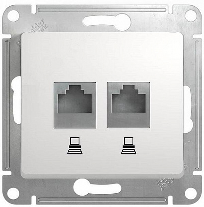 Изображение товара Розетка RJ45+RJ45 компьютерная GLOSSA скрытой установки кат. 5е механизм белый GSL000185KK Systeme Electric