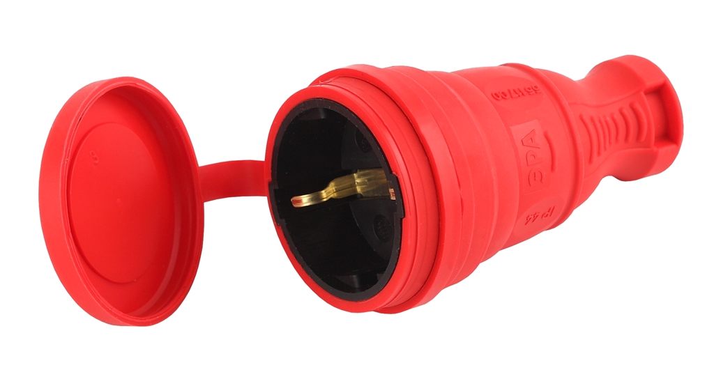 Розетка переносная каучук с заземлением красный с крышкой 16A R8-RED-IP44 Б0044548 ЭРА Розетка переносная каучук с заземлением красный с крышкой 16A R8-RED-IP44 Б0044548 ЭРА