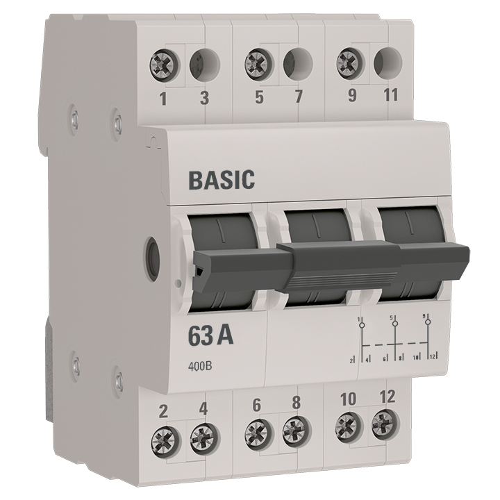 Переключатель трехпозиционный 3P 63А Basic (tps-3-63) EKF Переключатель трехпозиционный 3P 63А Basic (tps-3-63) EKF