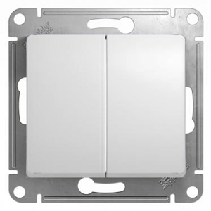 Изображение товара Двухклавишный переключатель GLOSSA 10А скрытой установки Systeme Electric белый