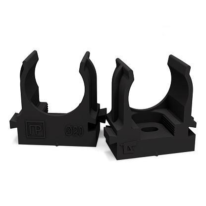 Изображение товара Держатель труб для монтажного пистолета черный в п/э д20  PR13.0132 Промрукав