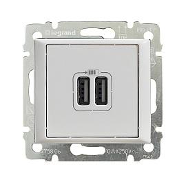 2-pозетка USB белый Valena