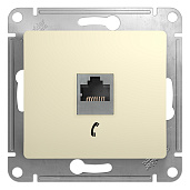 Изображение товара Розетка телефонная Systeme Electric серии Glossa с разъёмом RJ11, скрытая установка, бежевый