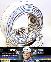 Кабель коаксиальный DELINK 75 Ом RG6 UNIVERSAL B15 (18%CCS1,02-FPE-AL|P UnB-48AL-PVC6,8 UV+FR) омедненный (20м)