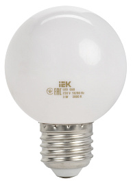 LIGHTING Лампа светодиодная декоративная G60 шар 3Вт 230В теплый белый E27 IEK