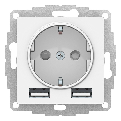 Изображение товара Розетка Systeme Electric Atlasdesign с USB, белая, скрытая установка, 16А
