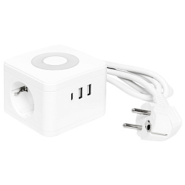 Удлинитель Куб 2 гнезда 2USB 2,4А+Type C + Ночник 1,3 метра 1мм2 UBA-CUB-2-TC EKF