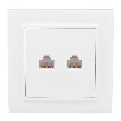 Изображение товара Розетка RJ45+RJ11 компьютерная+телефонная Минск скрытой установки в сборе белый ERK00-135-10 EKF