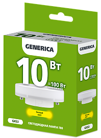 Лампа светодиодная T80 таблетка 10Вт 230В 3000К GX53 GENERICA