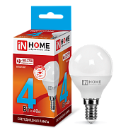 Лампа светодиодная 4 Вт E14 G45 230В 4000К 360Лм LED-ШАР-VC 4690612030531 IN HOME
