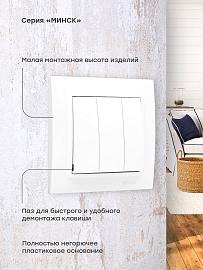 Выключатель трехклавишный Минск скрытой установки 10А белый ERV10-024-10 EKF