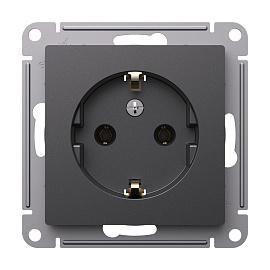 Розетка с заземлением, 16А, механизм ATLASDESIGN базальт (ATN001443) Systeme Electric
