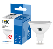 Лампа светодиодная 9 Вт GU5.3 MR16 6500К 810лм матовая 230В рефлектор LLE-MR16-9-230-65-GU5 IEK