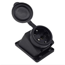 Розетка наклонная с заглушкой каучук AM-K08 2P+PE 16A 220В IP44 (ANDELI)