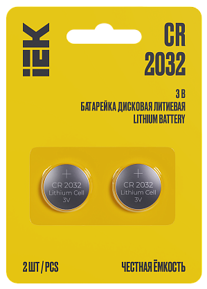 Изображение товара Элемент питания дисковый литиевый CR2032 (2шт/блистер)  ABT-CR2032-OP-L02 IEK