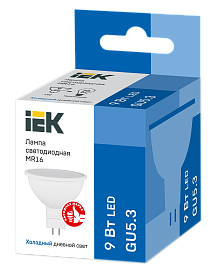Лампа светодиодная 9 Вт GU5.3 MR16 6500К 810лм матовая 230В рефлектор LLE-MR16-9-230-65-GU5 IEK