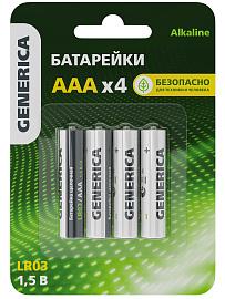Батарейка (элемент питания) щелочная Alkaline LR03/ААА (4шт/блистер)  ABT-LR03-ST-L04-G GENERICA