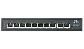 Коммутатор неуправляемый PoE 8 портов 10/100 Мб/с, 2хRJ45, 120 Вт RVi-1NS08F-2T