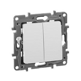 Переключатель двухклавишный Etika 10А белый 672212 Legrand
