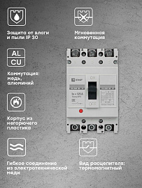 Выключатель автоматический 125А 3П трехполюсный ВА-99М 100/125А 3P 35кА  IP30 mccb99-100-125m EKF