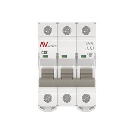Выключатель автоматический 32А 3П трехполюсный C 6kA AV-6 AVERES mcb6-3-32C-av EKF