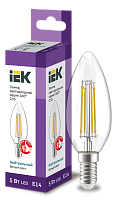 Лампа светодиодная 5 Вт LED C35 свеча прозрачная 230В 4000К E14 серия 360° LLF-C35-5-230-40-E14-CL IEK