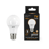 Лампа светодиодная 7 Вт E27 A60 3000K 680Лм LED Грушевидная 102502107 GAUSS