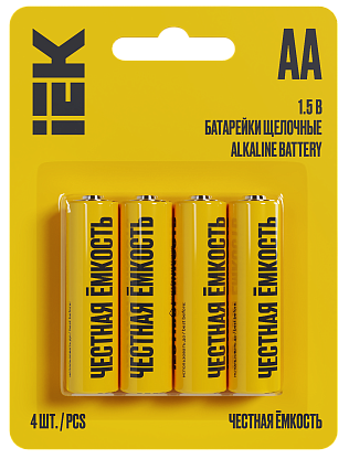 Изображение товара Элемент питания Alkaline LR06/АА (4шт/блистер)  ABT-LR06-OP-L04 IEK