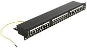 Патч-панель 19", 1U, 24 порта RJ-45, 5e, экранированная, KRONE/110 Dual IDC, черная LY-PP5-30 (PPF55-05) 5bites