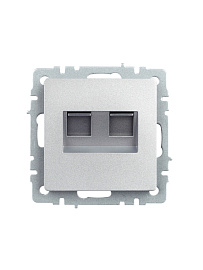 Розетка  двойная RJ11+RJ45 кат.5E РК/Т12-БрА алюминий BRITE  BR-KT20-O-1-K47 IEK
