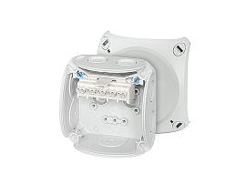 Hensel DK 0202 G - Коробка ответвительная УФ, IP 66/67, 5 пол. кл.,93х93х62 мм, сер, 7+1 ввод. РР 62000001