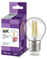 Лампа светодиодная 7 Вт LED G45 шар прозрачная 230В 4000К E27 серия 360° LLF-G45-7-230-40-E27-CL IEK