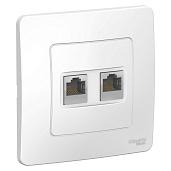 Розетка RJ45+RJ45 компьютерная BLANCA скрытой установки кат.5e в сборе белый BLNIS045451 Systeme Electric