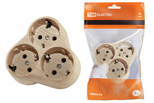 Изображение товара Блок на 3 гнезда 16А 250В круглый Эко TDM SQ1806-0077