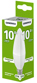 Лампа светодиодная C35 свеча 10Вт 230В 4000К E14 GENERICA