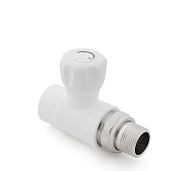 Кран шаровой для радиатора прямой PPR полипропилен 20х1/2",  белый, РосТурПласт 10583/27853