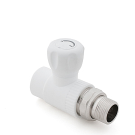 Кран шаровой для радиатора прямой PPR полипропилен 20х1/2",  белый, РосТурПласт 10583/27853