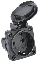Розетка панельная SCHUKO РП14-3 с крышкой IP54 черный MAGNUM  PSN71-016-3-2-54-K02 IEK