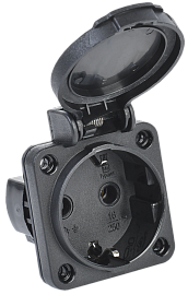 Розетка панельная SCHUKO РП14-3 с крышкой IP54 черный MAGNUM  PSN71-016-3-2-54-K02 IEK