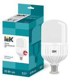 Лампа светодиодная 50 Вт E27 P45 4000К 4500Лм матовая 230В цилиндр HP LLE-HP-50-230-40-E27 IEK