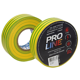 Изолента ПВХ желто-зеленая  19мм 20м полосатая   9775 Pro-Line