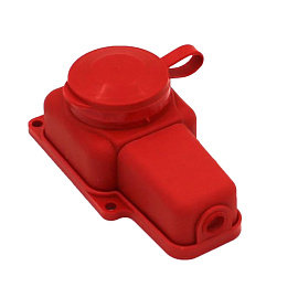 Колодка каучуковая с/з 1 гнездо с крышкой, красная,16А, IP44, 2Р+Е, 3680Вт, 27464 3 Duwi