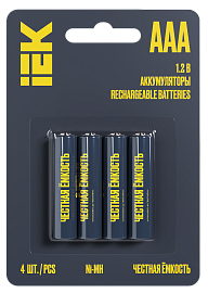 Аккумулятор GREEN Ni-MH ААА 1100мАч (4шт/блистер)  ААK-NIMH-03-1100-L04 IEK