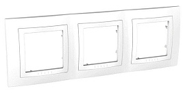 Рамка для розеток и выключателей с декоративным элементом Unica трехпостовая белый MGU2.006.18 Schneider Electric