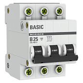 Выключатель автоматический 25А 3П трехполюсный B 4,5kA ВА 47-29 Basic mcb4729-3-25-B EKF